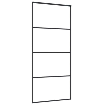 Sliding Door with Hardware Set Black 90x205 cm ESG Glass