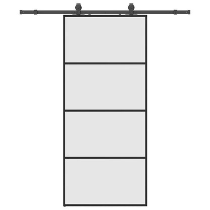 Sliding Door with Hardware Set Black 90x205 cm ESG Glass