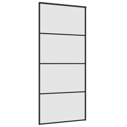 Sliding Door with Hardware Set Black 90x205 cm ESG Glass