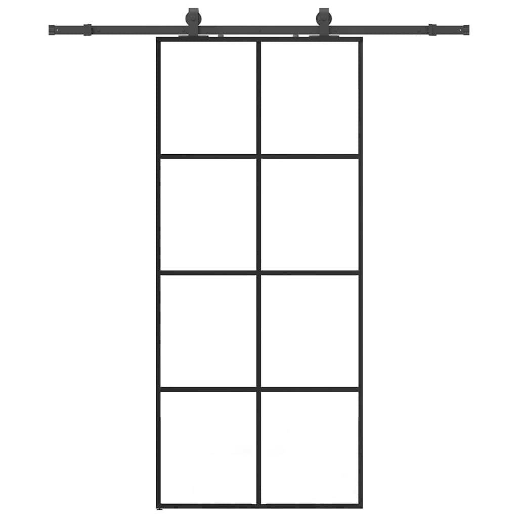 Sliding Door with Hardware Set Black 90x205 cm ESG Glass