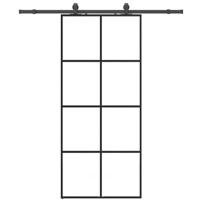 Sliding Door with Hardware Set Black 90x205 cm ESG Glass