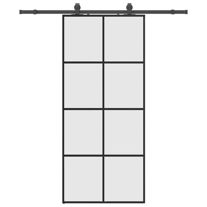 Sliding Door with Hardware Set Black 90x205 cm ESG Glass