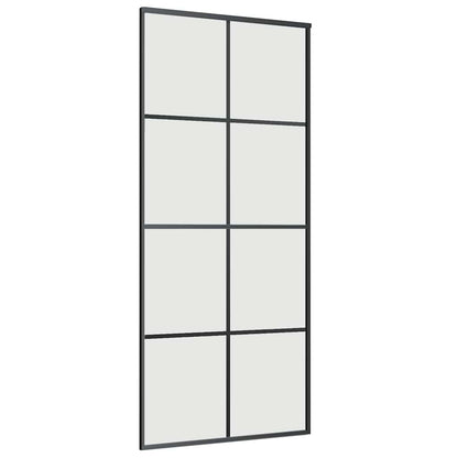 Sliding Door with Hardware Set Black 90x205 cm ESG Glass