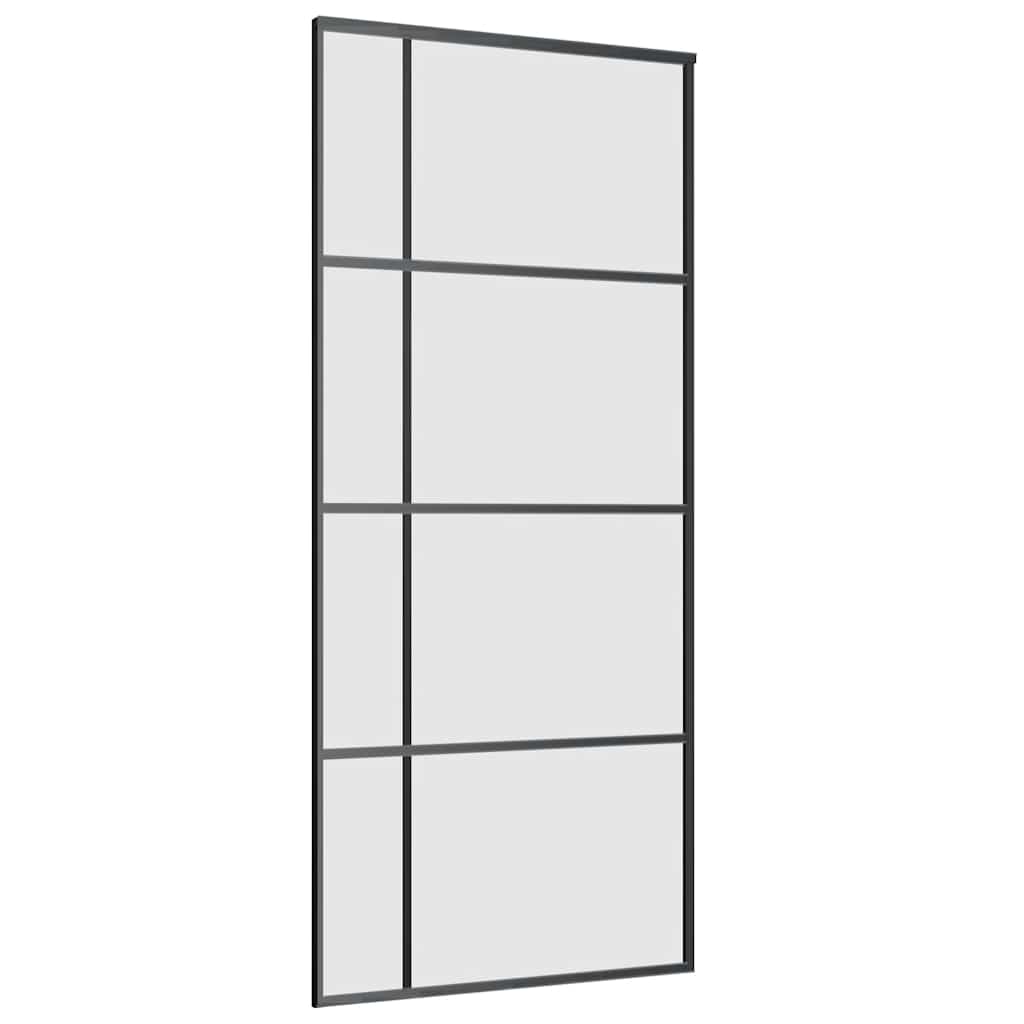 Sliding Door with Hardware Set Black 90x205 cm ESG Glass
