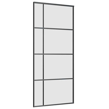 Sliding Door with Hardware Set Black 90x205 cm ESG Glass