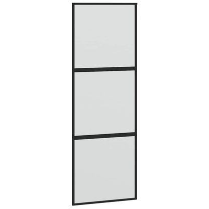 Sliding Door with Hardware Set Black 90x205 cm Tempered Glass