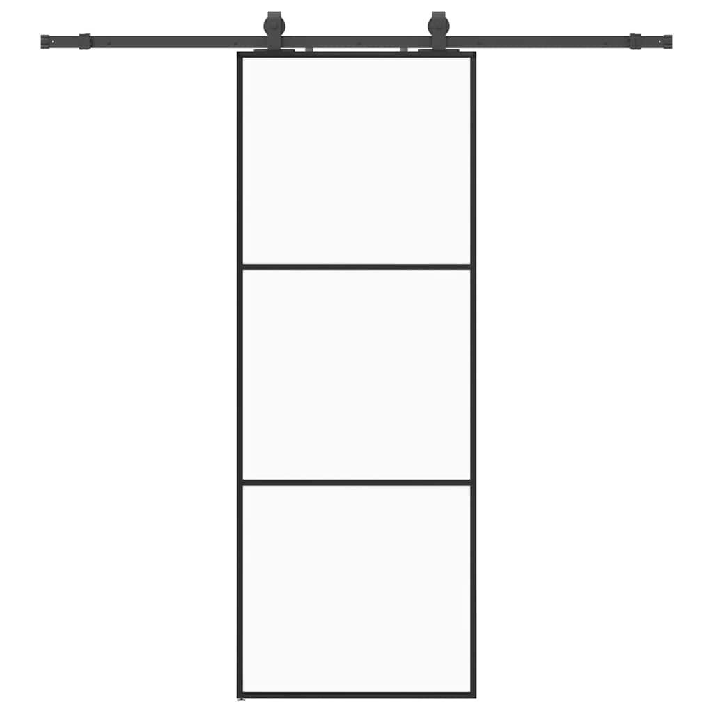 Sliding Door with Hardware Set Black 76x205 cm ESG Glass