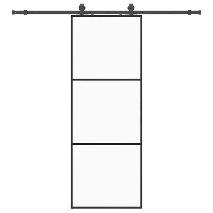 Sliding Door with Hardware Set Black 76x205 cm ESG Glass
