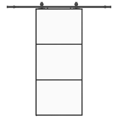 Sliding Door with Hardware Set Black 90x205 cm ESG Glass