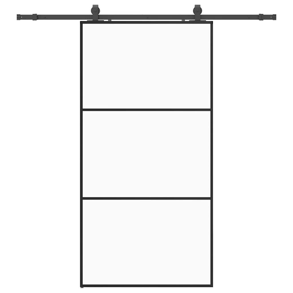 Sliding Door with Hardware Set Black 102x205 cm ESG Glass