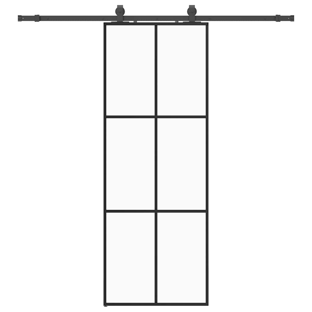 Sliding Door with Hardware Set Black 76x205 cm ESG Glass