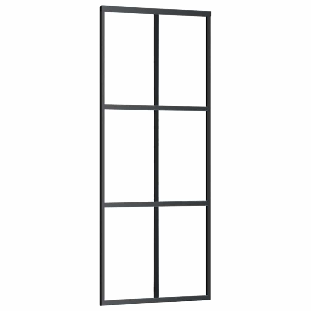 Sliding Door with Hardware Set Black 76x205 cm ESG Glass