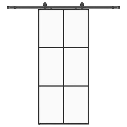 Sliding Door with Hardware Set Black 90x205 cm ESG Glass