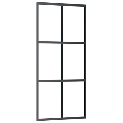 Sliding Door with Hardware Set Black 90x205 cm ESG Glass