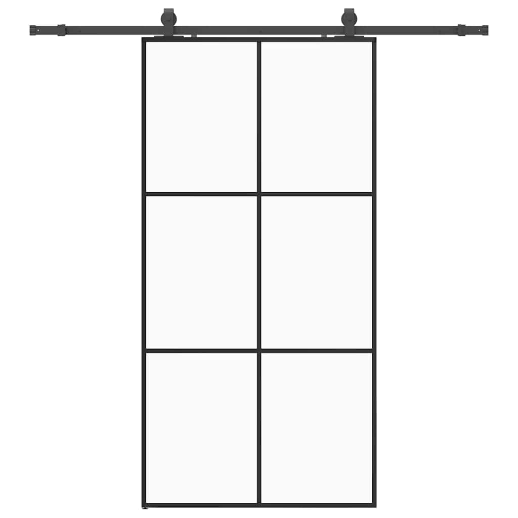 Sliding Door with Hardware Set Black 102x205 cm ESG Glass
