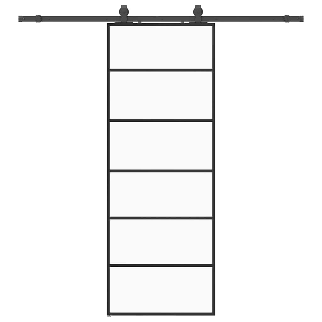 Sliding Door with Hardware Set Black 76x205 cm ESG Glass