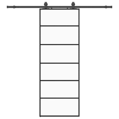 Sliding Door with Hardware Set Black 76x205 cm ESG Glass