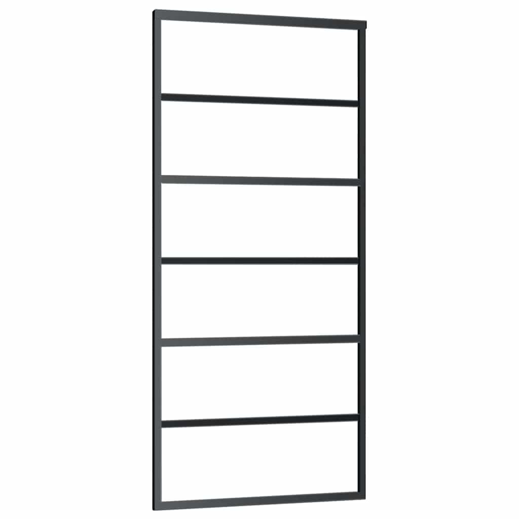 Sliding Door with Hardware Set Black 90x205 cm ESG Glass