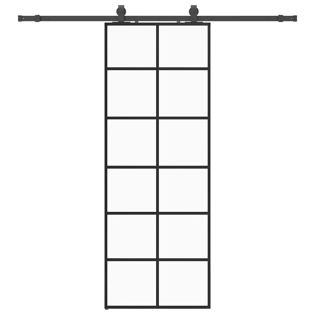 Sliding Door with Hardware Set Black 76x205 cm ESG Glass