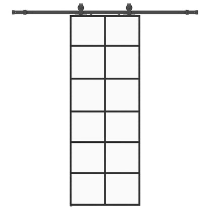 Sliding Door with Hardware Set Black 76x205 cm ESG Glass