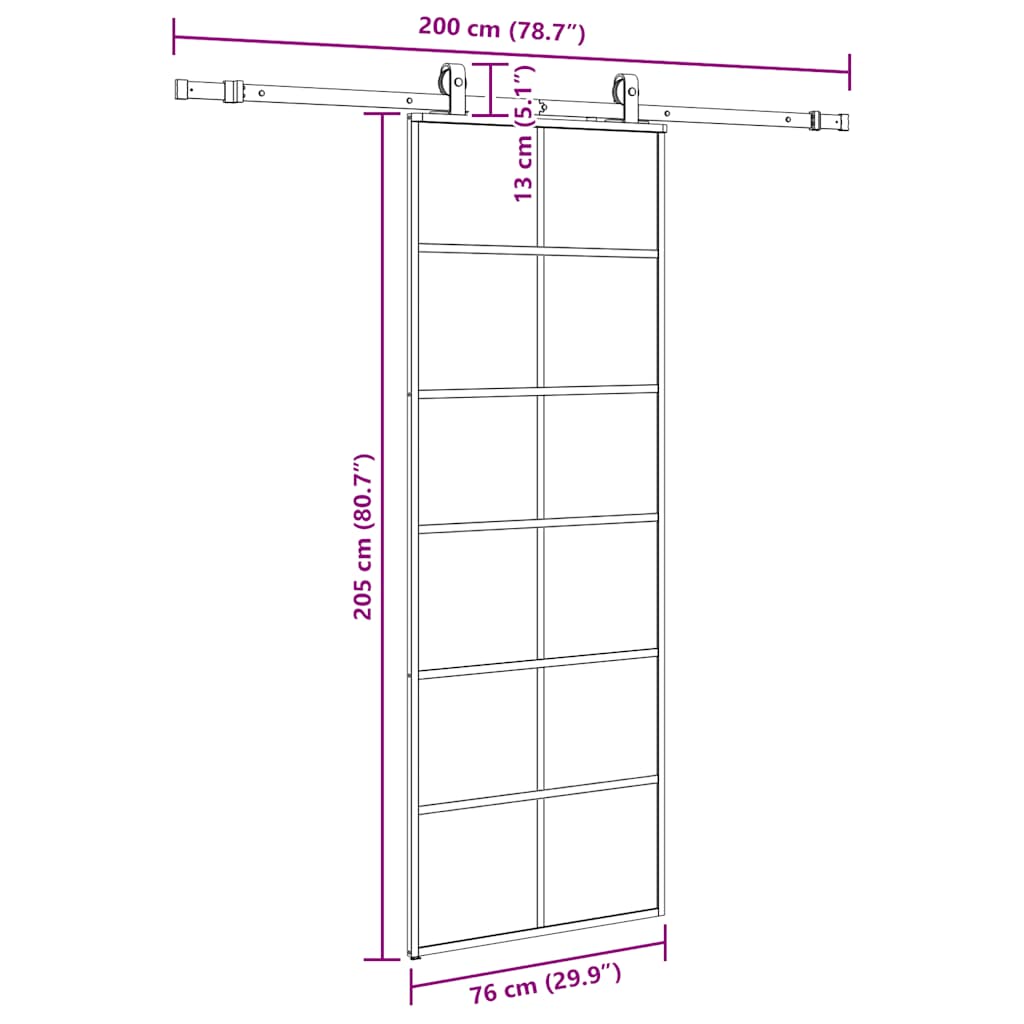 Sliding Door with Hardware Set Black 76x205 cm ESG Glass