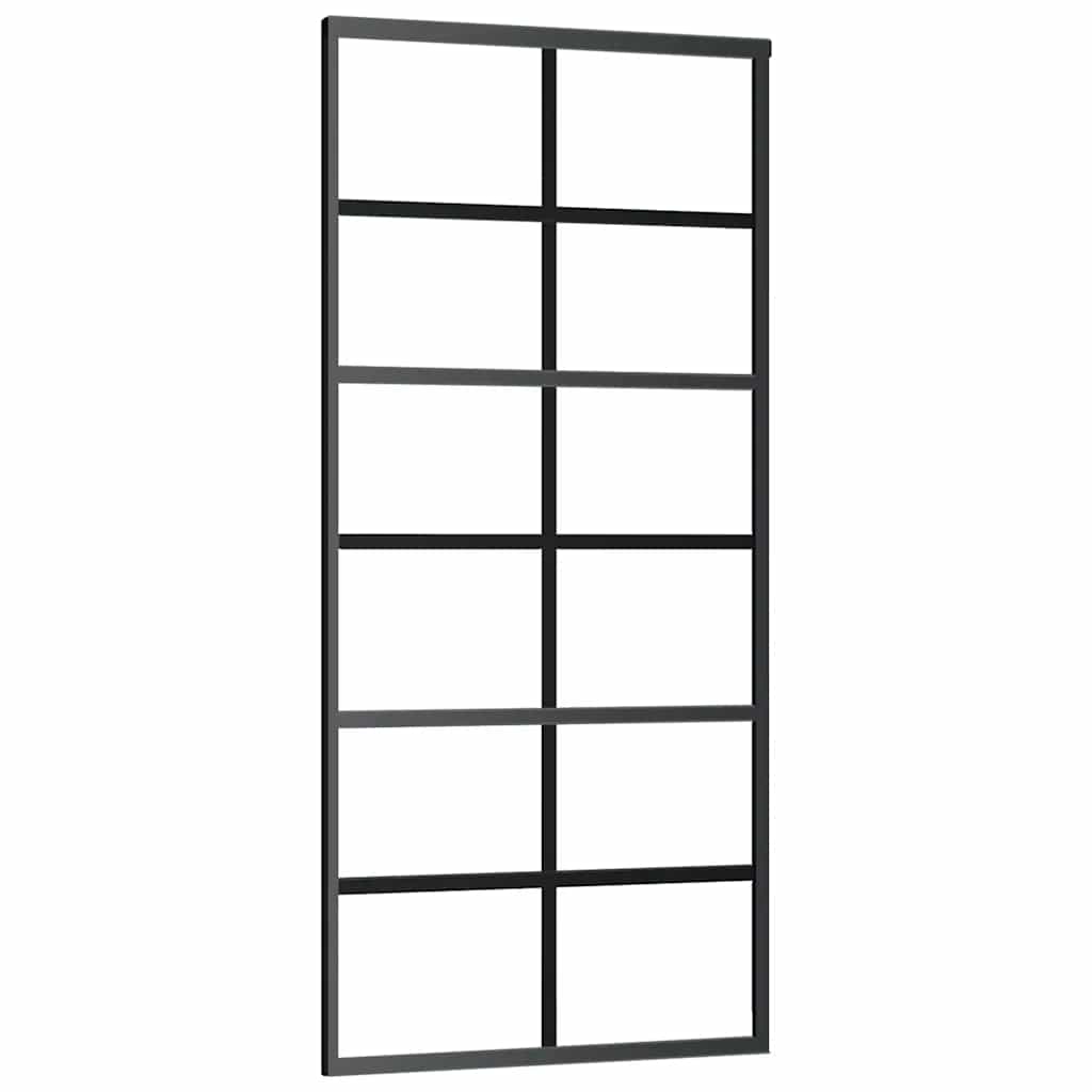 Sliding Door with Hardware Set Black 90x205 cm ESG Glass