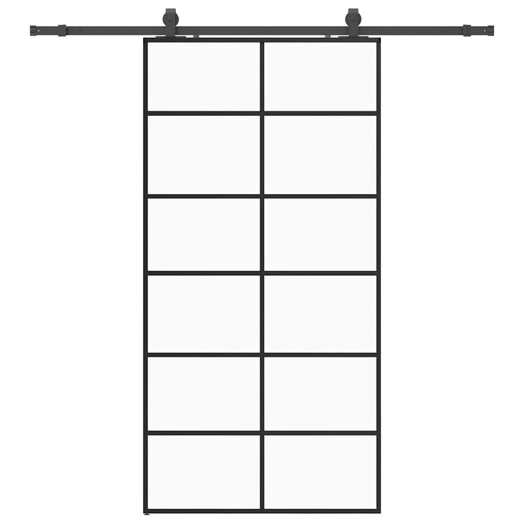 Sliding Door with Hardware Set Black 102x205 cm ESG Glass