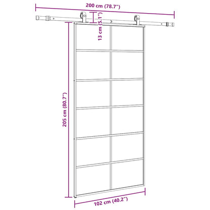 Sliding Door with Hardware Set Black 102x205 cm ESG Glass
