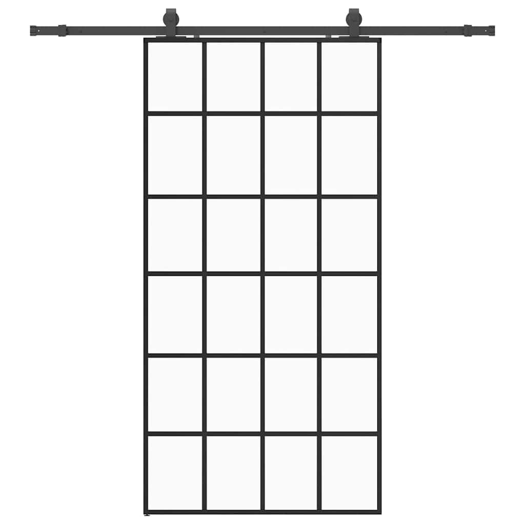 Sliding Door with Hardware Set Black 102x205 cm ESG Glass