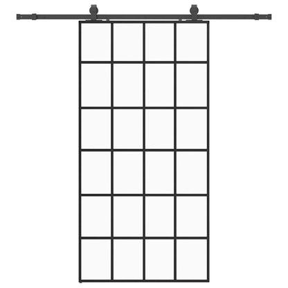 Sliding Door with Hardware Set Black 102x205 cm ESG Glass