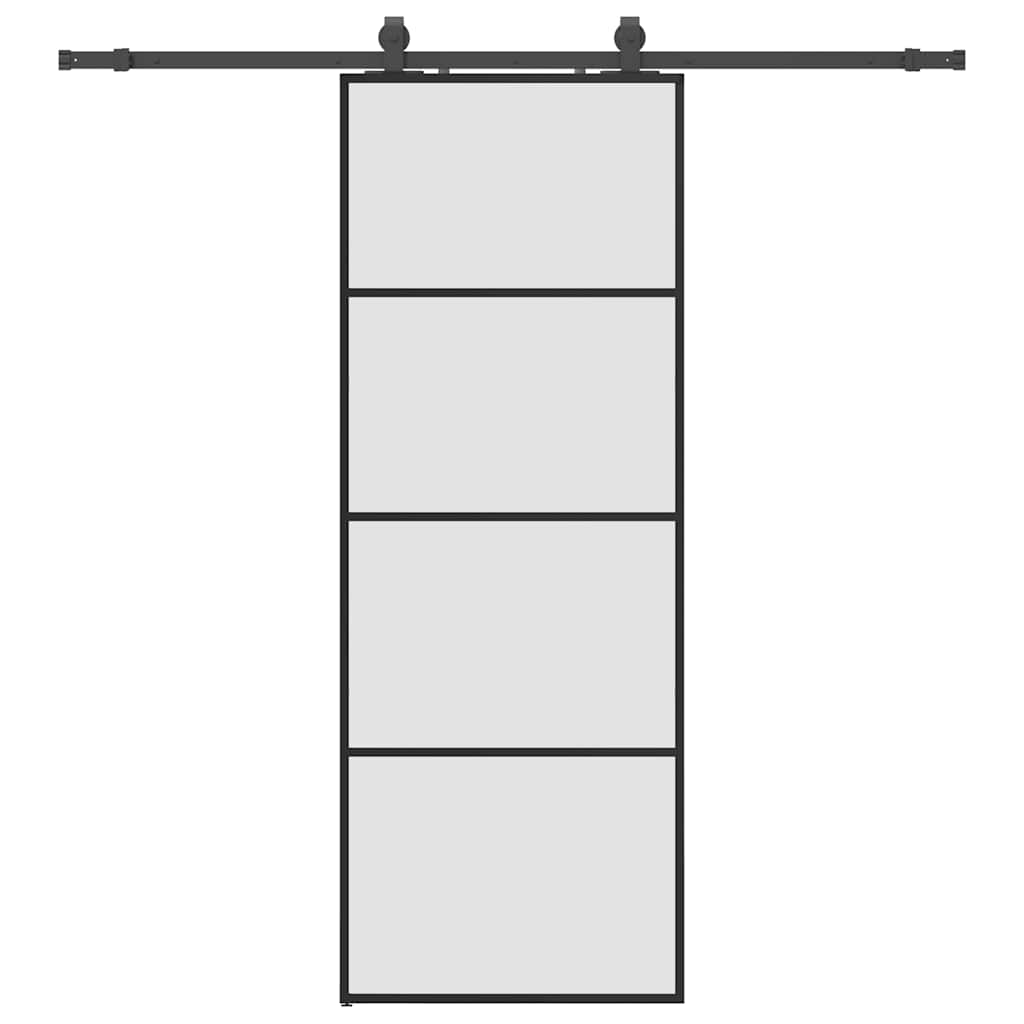 Sliding Door with Hardware Set Black 76x205 cm ESG Glass