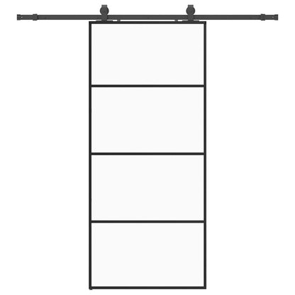 Sliding Door with Hardware Set Black 90x205 cm ESG Glass
