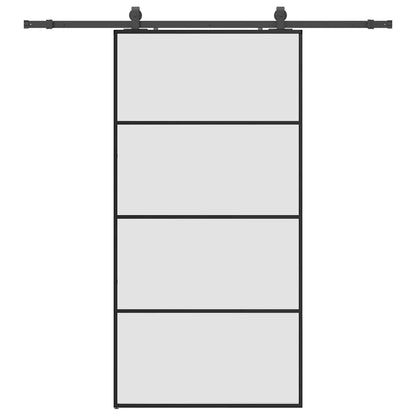 Sliding Door with Hardware Set Black 102.5x205 cm ESG Glass