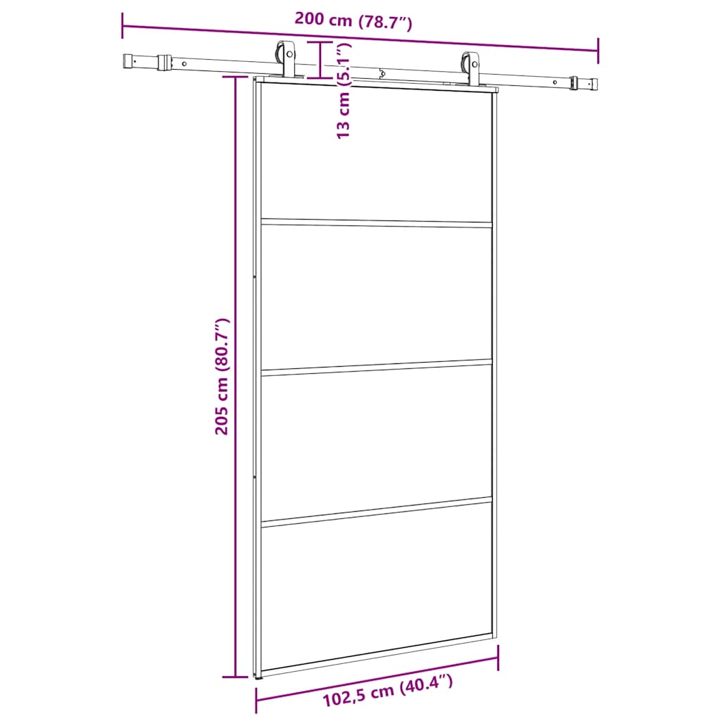 Sliding Door with Hardware Set Black 102.5x205 cm ESG Glass