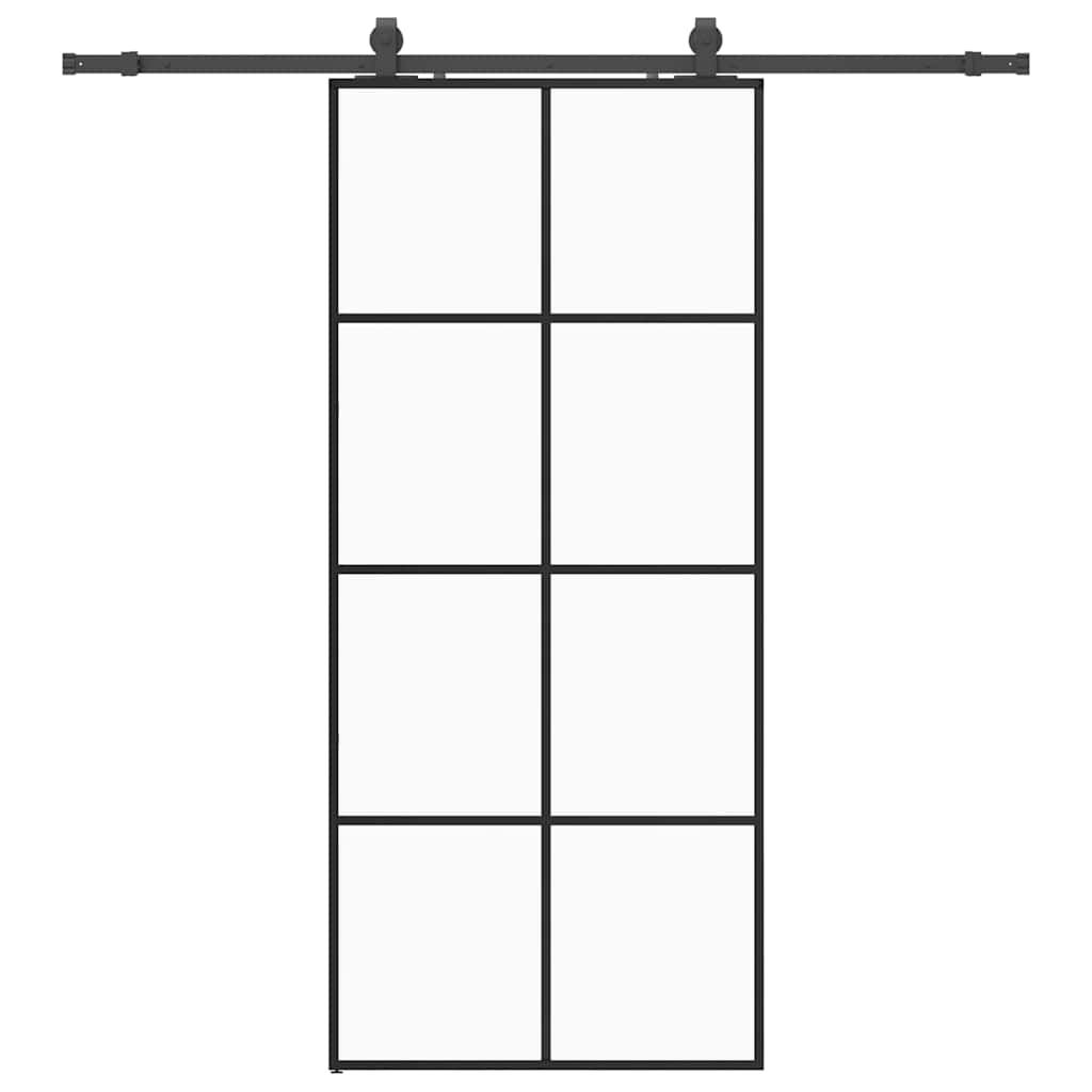 Sliding Door with Hardware Set Black 90x205 cm ESG Glass