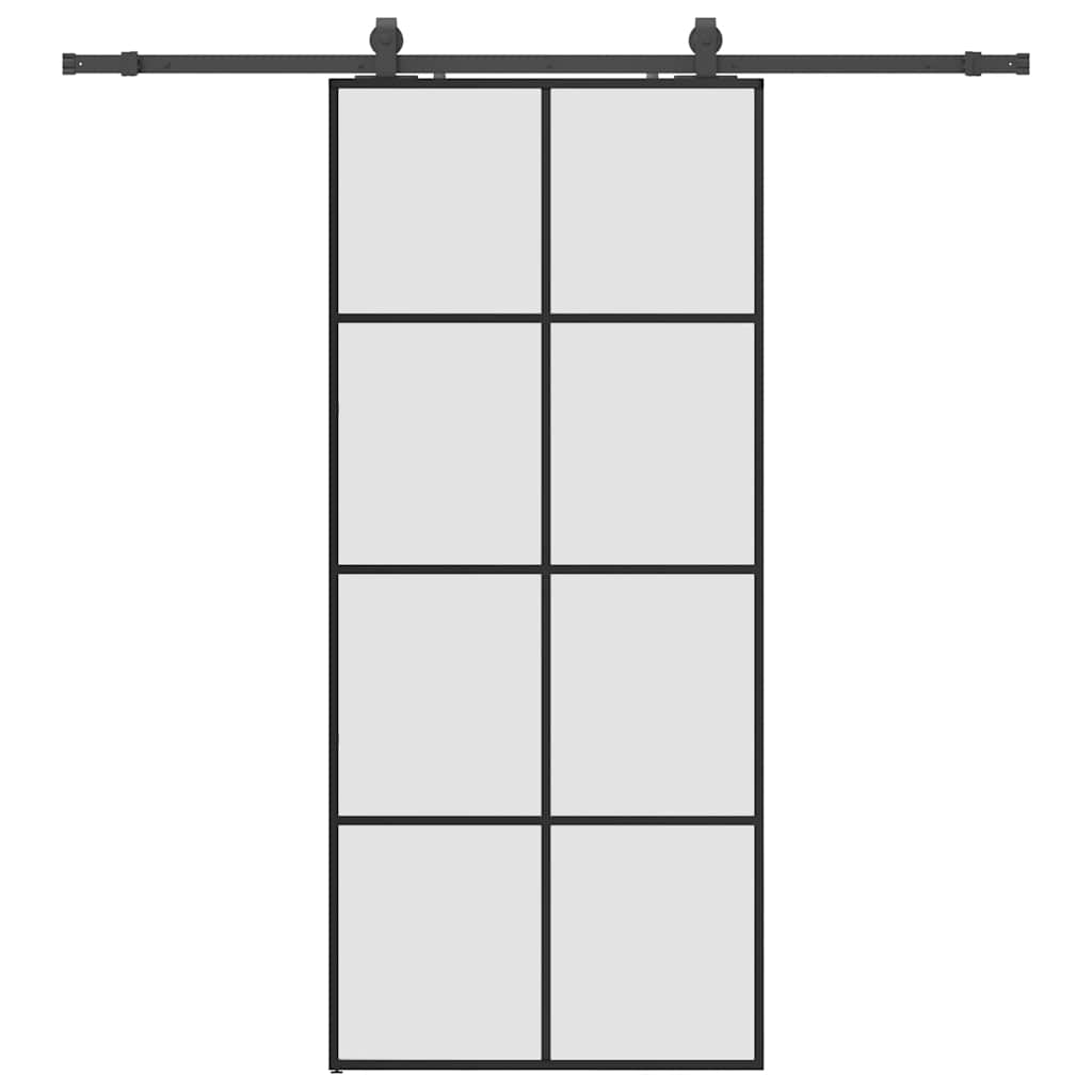 Sliding Door with Hardware Set Black 90x205 cm ESG Glass
