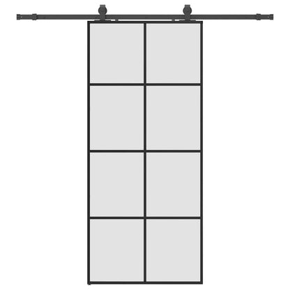 Sliding Door with Hardware Set Black 90x205 cm ESG Glass