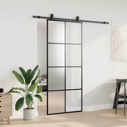 Sliding Door with Hardware Set Black 90x205 cm ESG Glass