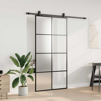 Sliding Door with Hardware Set Black 102.5x205 cm ESG Glass