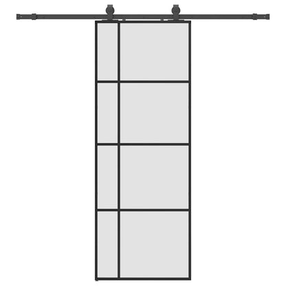 Sliding Door with Hardware Set Black 76x205 cm ESG Glass