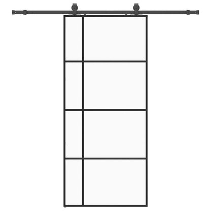 Sliding Door with Hardware Set Black 90x205 cm ESG Glass