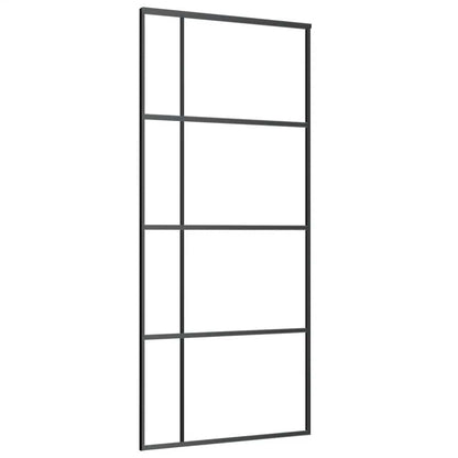 Sliding Door with Hardware Set Black 90x205 cm ESG Glass