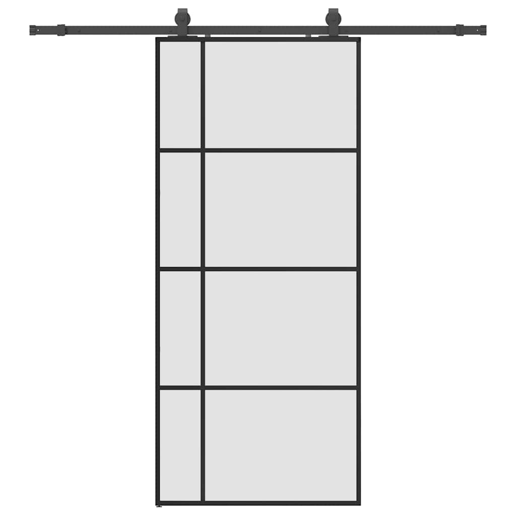 Sliding Door with Hardware Set Black 90x205 cm ESG Glass