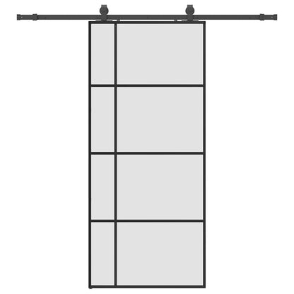 Sliding Door with Hardware Set Black 90x205 cm ESG Glass