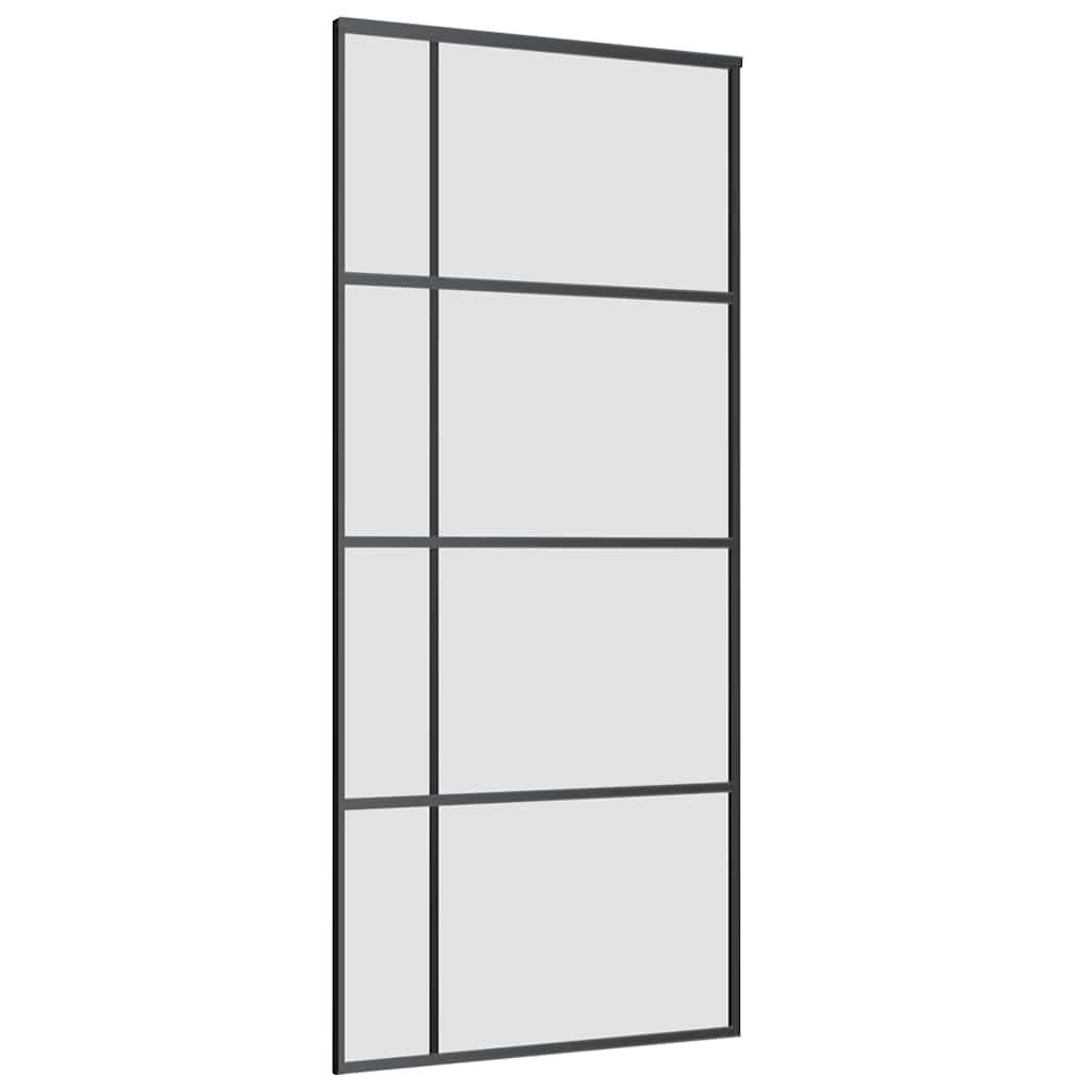 Sliding Door with Hardware Set Black 90x205 cm ESG Glass