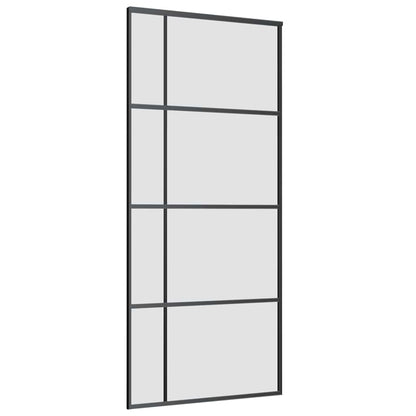 Sliding Door with Hardware Set Black 90x205 cm ESG Glass