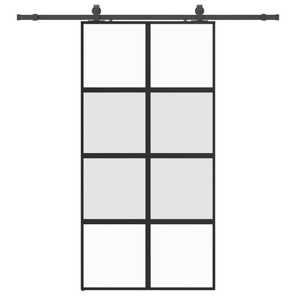 Sliding Door with Hardware Set Black 102.5x205 cm Tempered Glass