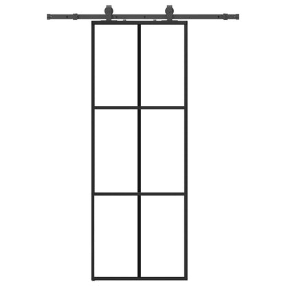 Sliding Door with Hardware Set Black 76x205 cm ESG Glass