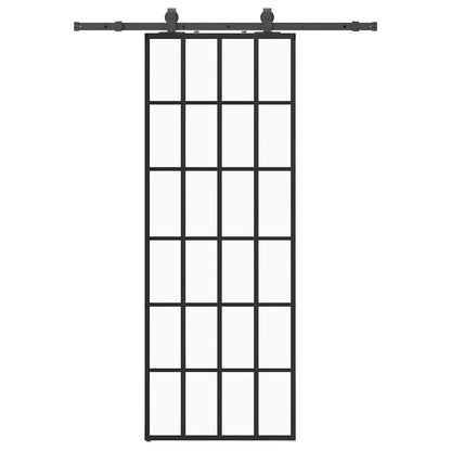 Sliding Door with Hardware Set Black 76x205 cm ESG Glass