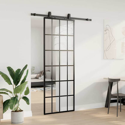 Sliding Door with Hardware Set Black 76x205 cm ESG Glass